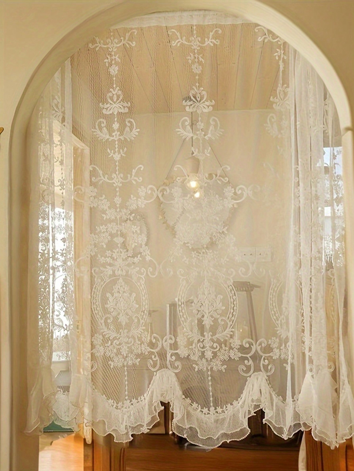 Home Textiles France - 1 Pezzo Tenda Ricamata con Perle