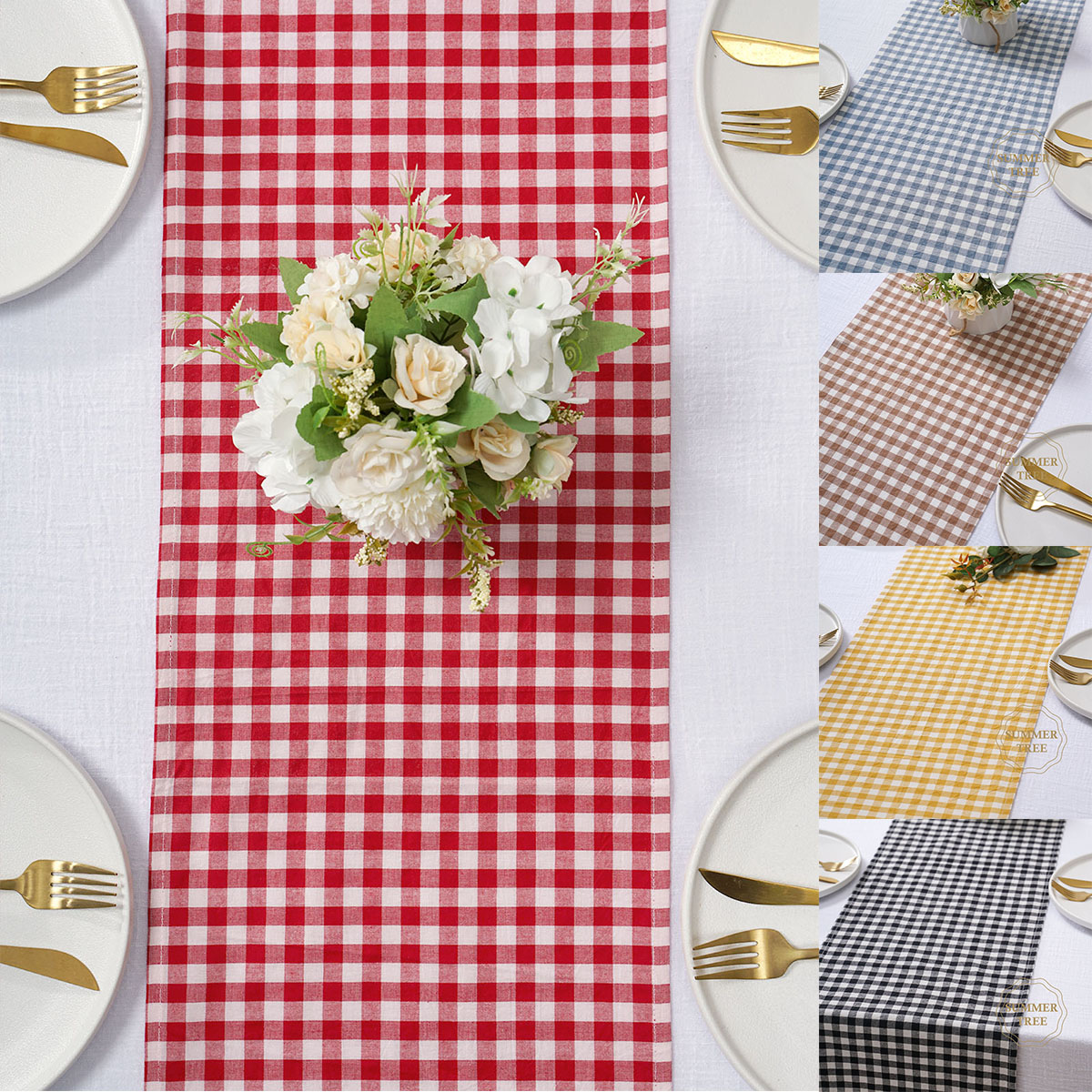 Home Textiles Plaid - Runner da Tavola in Cotone a