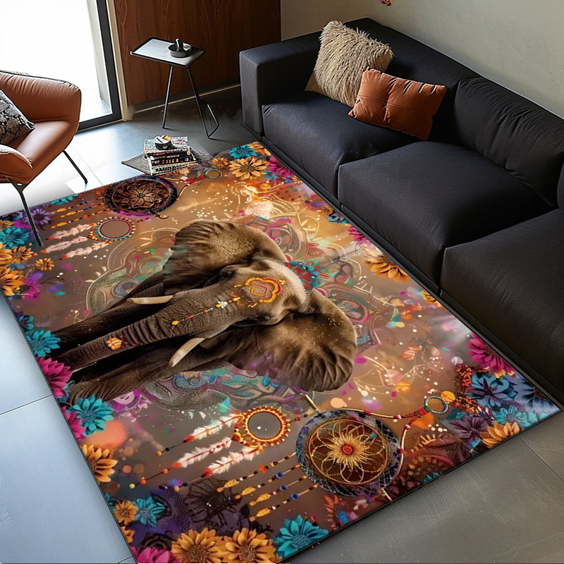 Home Textiles Rug - Tappeto con mandala elefante: motivo floreale