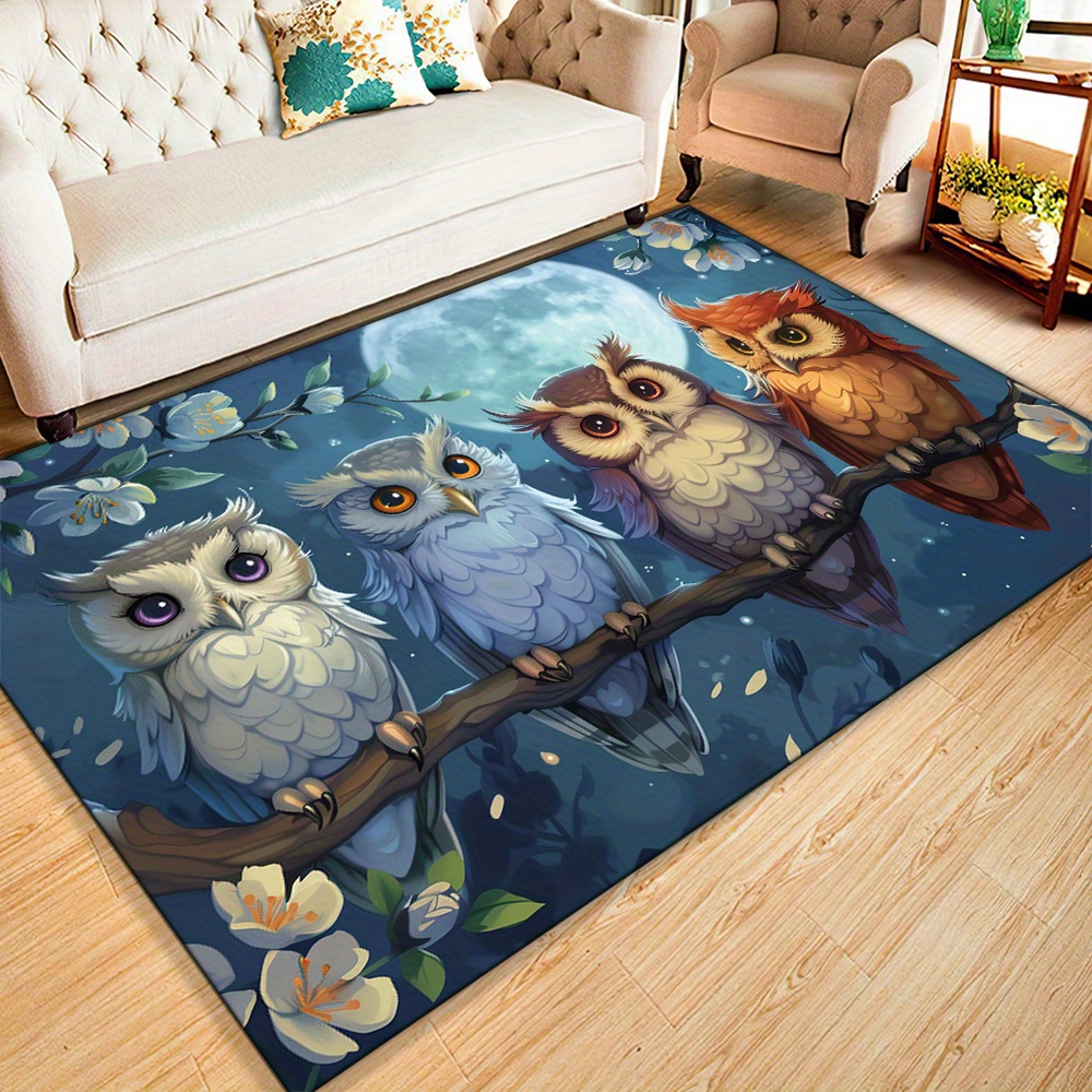 Home Textiles Rug - Tappeto Moonlight Owls: comodo tappeto stampato,
